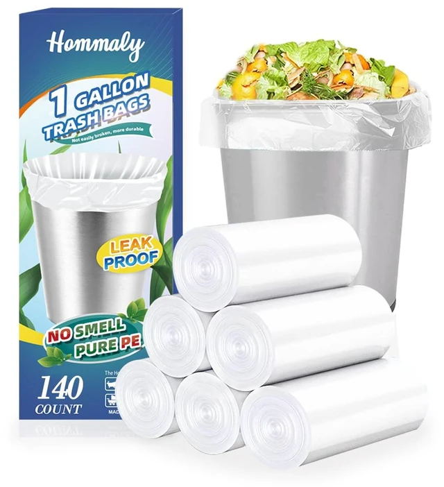 Main image of 1 Gallon 140 pcs (0.8-1 Gal) Small Clear Trash Bags, Strong 0.8 Gallon 1 Gallon 1.2 Gallon Garbage Bags, Bathroom Trash Can Bin Liners,Mini Bags Waste Basket Liner,Fit 3,4.5 Liter, 0.8-1.2 Gal(1C140)