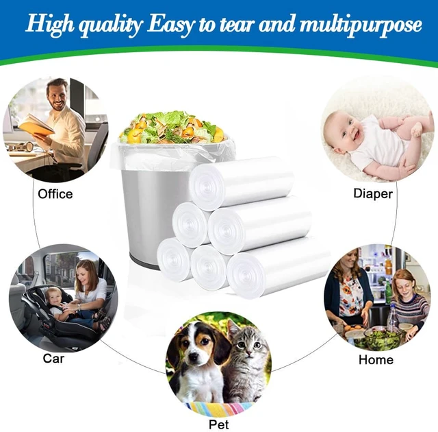 Alt view image 2 of 5 - 1 Gallon 140 pcs (0.8-1 Gal) Small Clear Trash Bags, Strong 0.8 Gallon 1 Gallon 1.2 Gallon Garbage Bags, Bathroom Trash Can Bin Liners,Mini Bags Waste Basket Liner,Fit 3,4.5 Liter, 0.8-1.2 Gal(1C140)