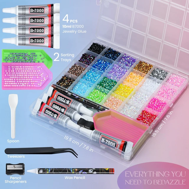 Alt view image 3 of 6 - 35000 Pcs Resin Jelly Rhinestones Kit, Multicolor 3mm Flatback Rhinestones with 4 Pcs B7000 Jewelry Glue & Tools, All-in-One Bedazzling Kit for DIY Arts & Crafts Gifts