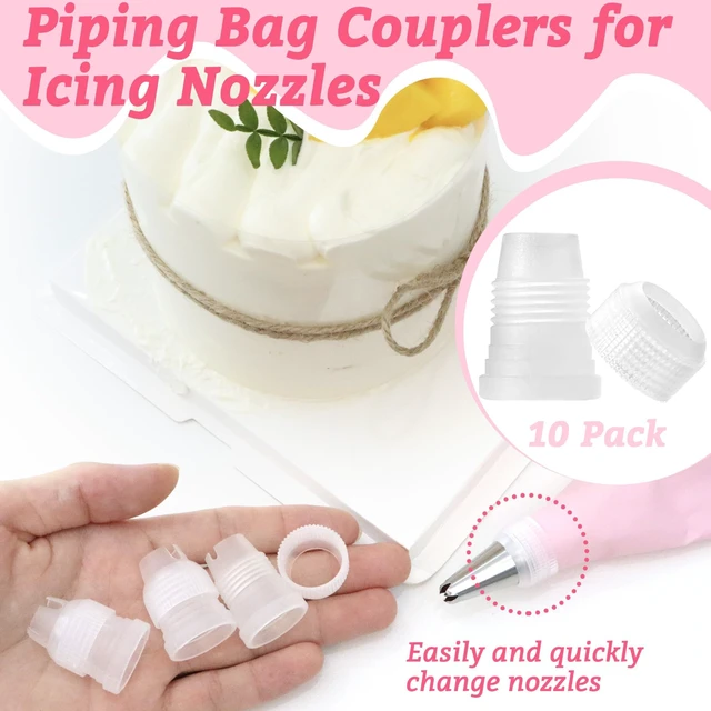Alt view image 4 of 6 - 10 Pack Piping Bag Couplers for Icing Nozzles, Small Couplers for Piping Bags, Transparent