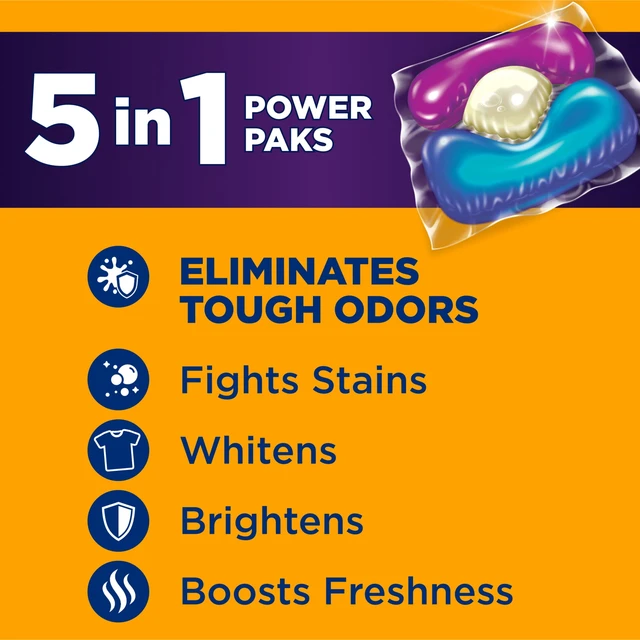 Alt view image 3 of 5 - ARM & HAMMER Plus OxiClean Odor Blasters 5-in-1 Laundry Detergent Power Paks, Fresh Burst, 42 Ct