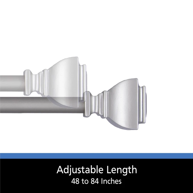 Alt view image 3 of 5 - Mainstays 1/2" Benton Petite Café Adjustable Curtain Rod, 48-84", Brushed Nickel