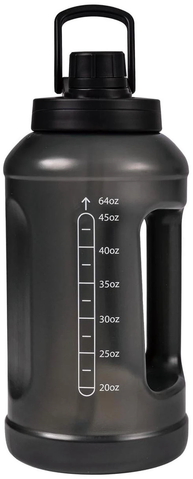 Main image of Mainstays Water Bottle, 64 fl oz, Translucent Black, 2-in-1 Straw/Chug Lid, Plastic