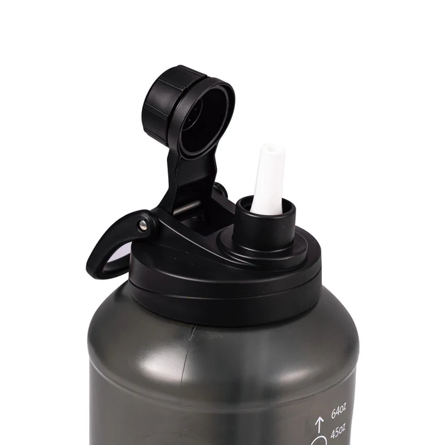Alt view image 5 of 6 - Mainstays Water Bottle, 64 fl oz, Translucent Black, 2-in-1 Straw/Chug Lid, Plastic