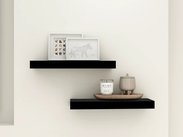 Alt view image 2 of 6 - Mainstays Black Floating Shelves, 16.5 in, Set of 2