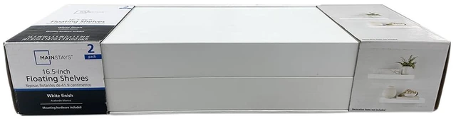 Alt view image 4 of 6 - Mainstays White 16.5" Wood Floating Shelves, Set of 2