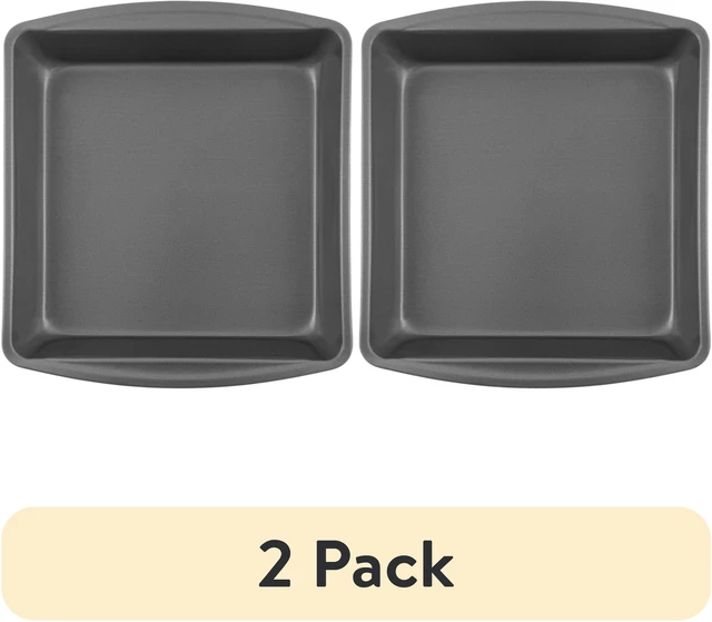 Main image of (2 pack) Mainstays 9" x 9" x 2" Nonstick Square Cake Pan, Gray
