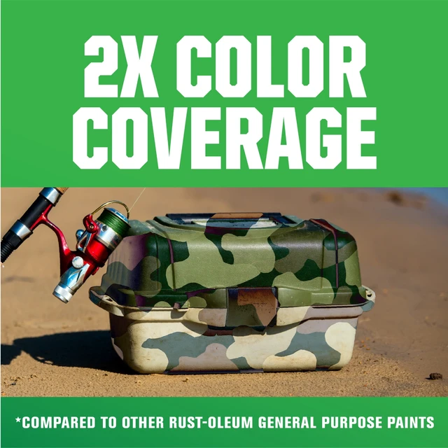 Alt view image 6 of 6 - Deep Forest Green, Rust-Oleum Camouflage 2X Ultra Cover Flat Spray Paint-279175, 12 oz