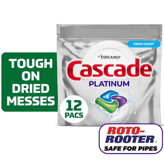 Main image of Cascade Platinum Dishwasher Pods, Dishwasher Detergent, Dish Detergent Soap, Fresh, 12 Count