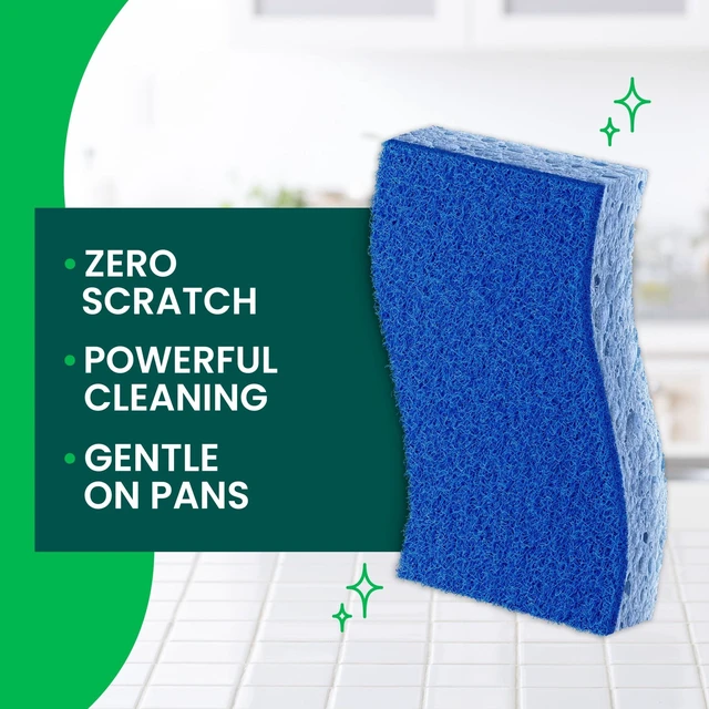 Alt view image 3 of 6 - (2 pack) Scotch-Brite Zero Scratch, Non-Scratch, Cleaning Scrub Sponge, 3 Dish Sponges