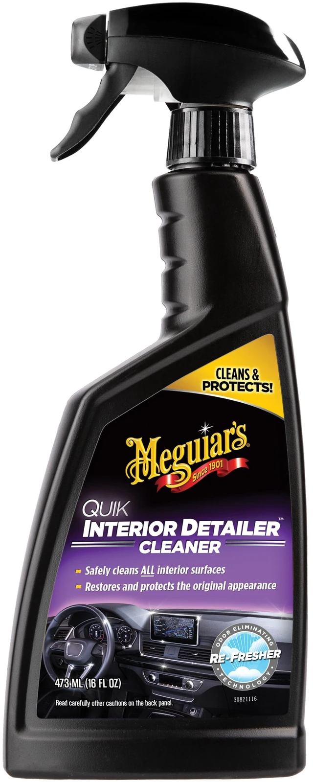 Main image of Meguiar's Quik Interior Detailer Cleaner, Quick Detailer Spray Cleans and Refresh Car Interiors, Use on Plastics, Leather & Rubber, Dashboards, Trim in Cars, Trucks & SUVs - 16 fl oz Spray Bottle