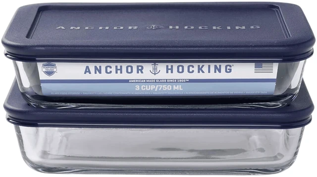 Main image of Anchor Hocking Glass Food Storage Containers with Lids, 3 Cup Rectangular, Set of 2