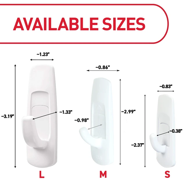 Alt view image 6 of 6 - Command Large Utility Hooks, Holds 5 lb, White, 6 Hooks, 12 Pairs Adhesive Strips