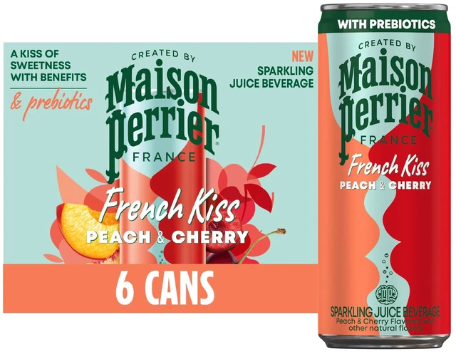 Main image of Maison Perrier French Kiss Sparkling Juice Beverage, Peach & Cherry Flavors with Real Fruit Juices, 6 Pack 66.9 fl oz