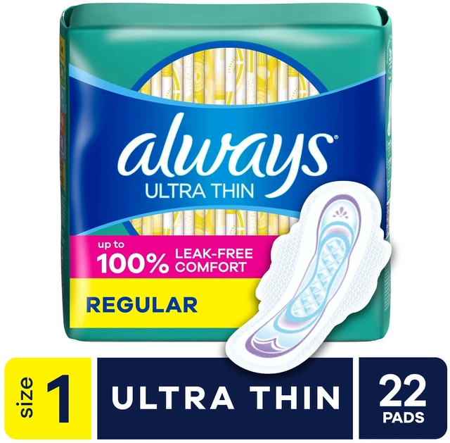 Main image of Always Ultra Thin Pads with Wings, Size 1, Regular, 22 Count