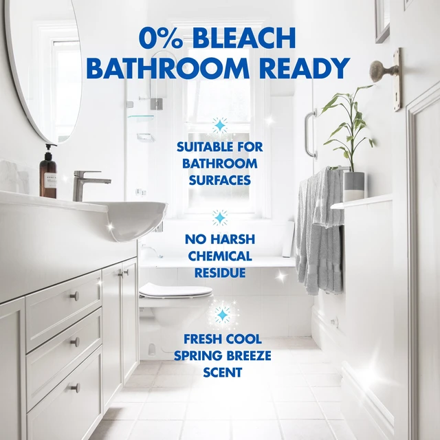 Alt view image 4 of 5 - Lysol Bathroom Cleaner OXI Action Spray, Cleaning, Sanitizing, & Disinfecting Spray with Hydrogen Peroxide, Bleach Free, Cool Spring Breeze Scent, 32 fl oz