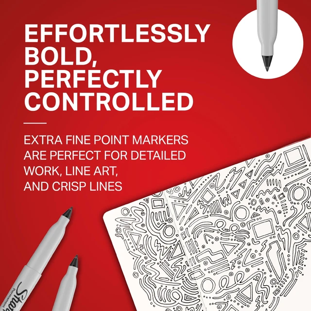Alt view image 5 of 5 - Sharpie Permanent Markers, Water- and Fade-Resistant, Extra Fine Point (0.4mm), Assorted, 5 Count