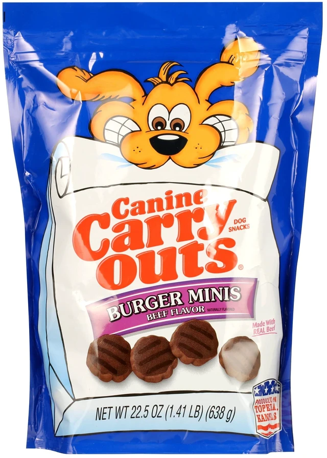 Main image of Canine Carry Outs Burger Minis Beef Flavor Dog Treats, 22.5oz Bag