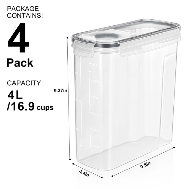 Alt view image 3 of 7 - Sorbus Airtight Food Storage Dispensers (4L/16.9 Cups) for Beans, Pasta, Cereals, and More- Set of 4