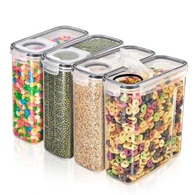 Alt view image 6 of 7 - Sorbus Airtight Food Storage Dispensers (4L/16.9 Cups) for Beans, Pasta, Cereals, and More- Set of 4