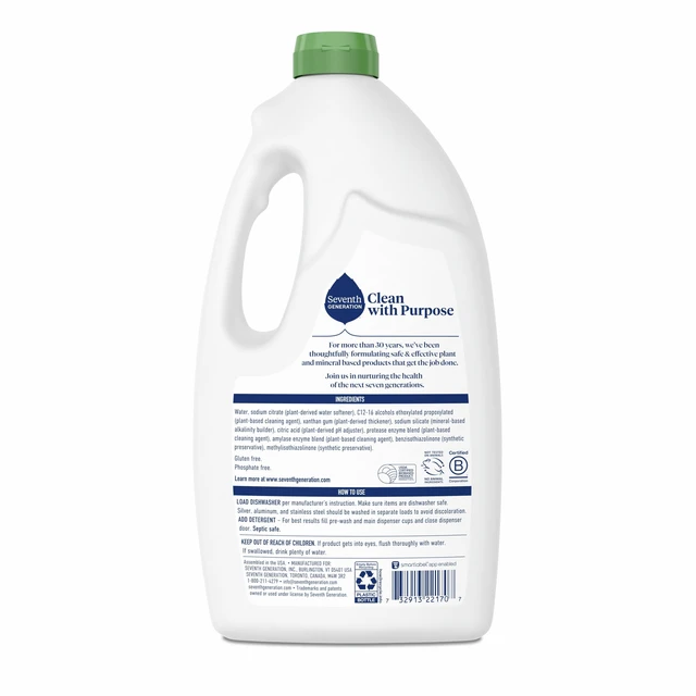 Alt view image 2 of 6 - Seventh Generation Liquid Dishwasher Detergent, Free and Clear Scent, 42 fl oz