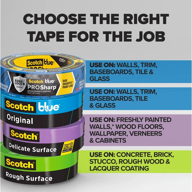 Alt view image 4 of 6 - Scotch Blue Painter's Tape, 0.94 in. x 60 yd., 1 Pack, Original Multi-Surface, Paint Supplies