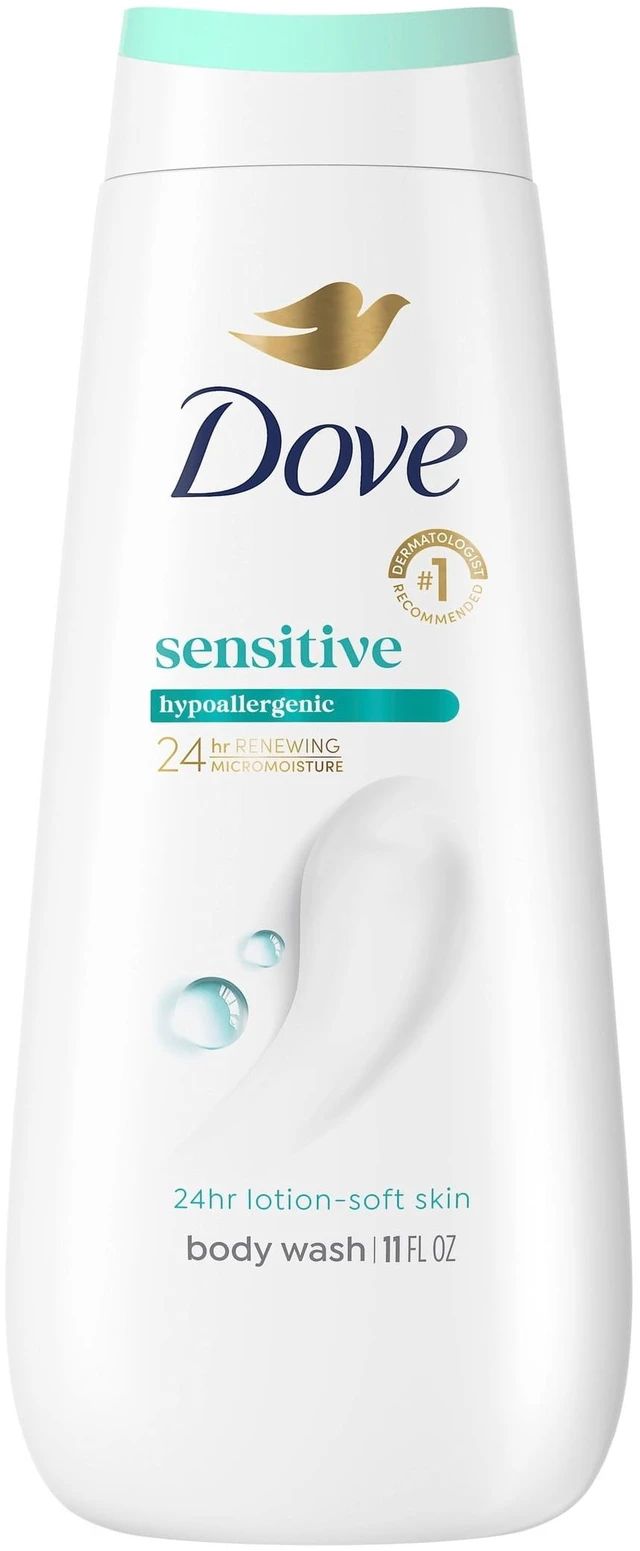 Main image of Dove Body Wash For 24hr Lotion-Soft Skin Sensitive Skin Moisturizing Skin Cleanser Gentle Hypoallergenic Formula With No Sulfates No Parabens, 11 Fl oz