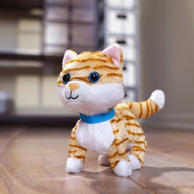 Alt view image 4 of 6 - Kid Connection Miniature Electronic Walking Pet Orange Striped Cat, 6in Height, Toddler Plush Toys