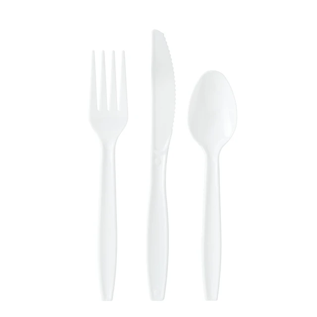 Alt view image 2 of 6 - Great Value Plastic Disposable Cutlery Set, White, 96 Count, 32 Forks, 32 Spoons, 32 Knives