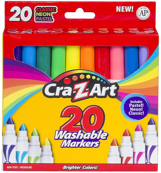 Main image of Cra-Z-Art 20 Count Multicolor Broad Line Washable Art Markers, Back to School Supplies