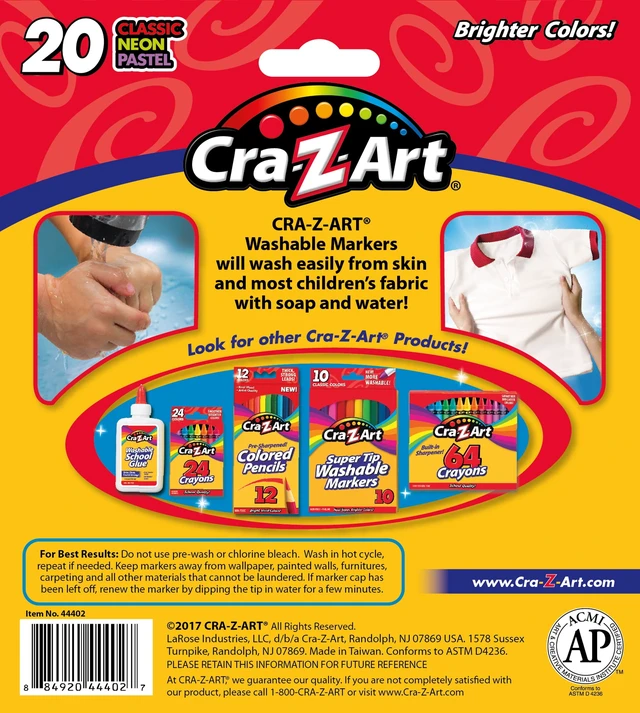 Alt view image 2 of 5 - Cra-Z-Art 20 Count Multicolor Broad Line Washable Art Markers, Back to School Supplies