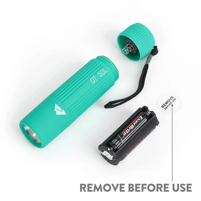 Alt view image 3 of 6 - (3 pack) Ozark Trail Mini Handheld LED Flashlight, 50 Lumens, 3 AAA Batteries Included, Teal