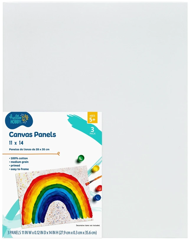 Main image of Hello Hobby 11" x 14" Panel Canvas, 3 Count