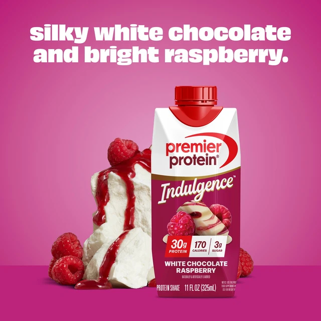 Alt view image 2 of 5 - Premier Protein Indulgence Protein Shake, White Chocolate Raspberry, 30g Protein, 11 fl oz, 4 Ct