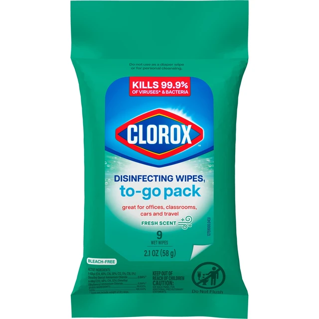 Alt view image 4 of 5 - (3 pack) Clorox Disinfecting Cleaning Wipes To Go Pack, Bleach Free, Fresh Scent, 9 Count