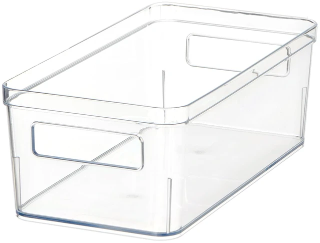 Main image of Mainstays Medium Clear Plastic Pantry Storage Organizer Bin with Handles, 12 in x 6 in x 4 in