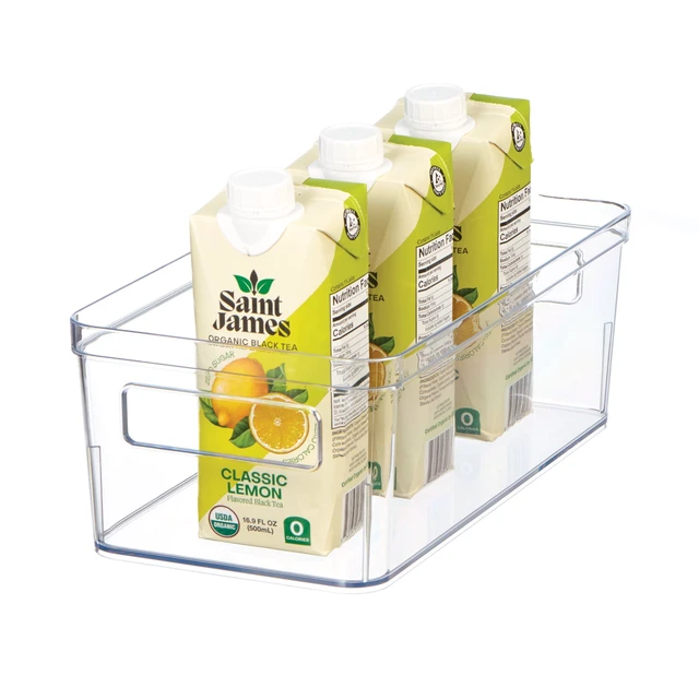 Alt view image 3 of 6 - Mainstays Medium Clear Plastic Pantry Storage Organizer Bin with Handles, 12 in x 6 in x 4 in