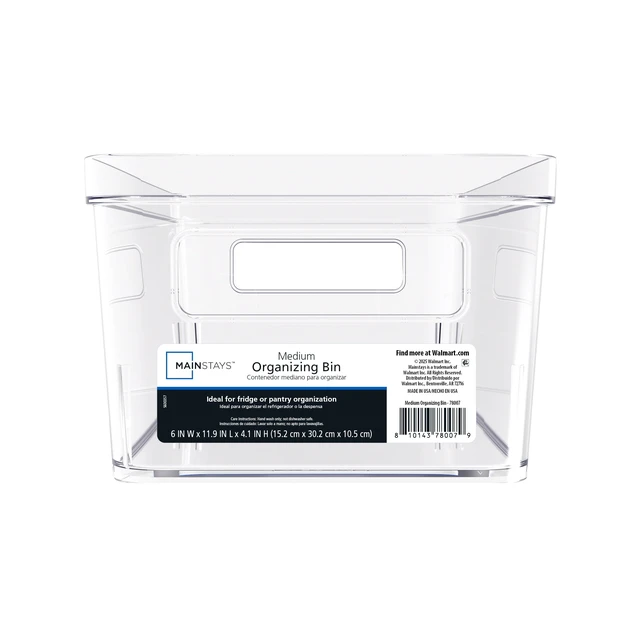 Alt view image 4 of 6 - Mainstays Medium Clear Plastic Pantry Storage Organizer Bin with Handles, 12 in x 6 in x 4 in