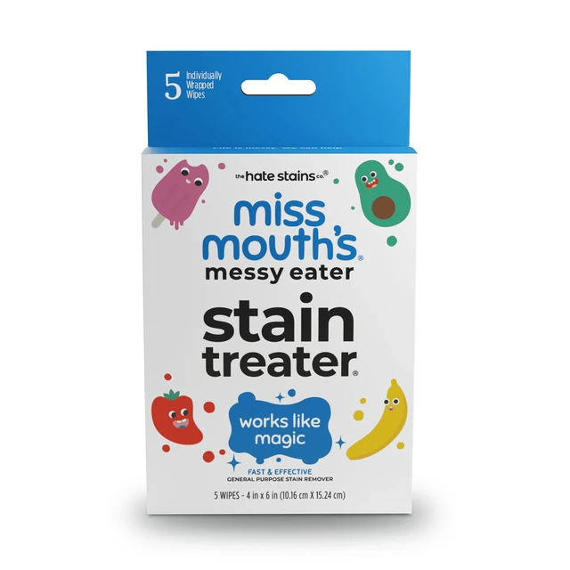 Alt view image 2 of 5 - Miss Mouth's Messy Eater Stain Treater Wipes for Baby & Kids, 5 Pack, Newborn & Baby Essentials, Stain Remover for Food, Grease, Coffee & More, Gentle on Laundry, Fabric & Underwear
