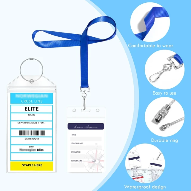 Alt view image 6 of 7 - 12-in-1 Luggage Tags and Cruise Lanyard with Waterproof Badge Holders for Ship Cards