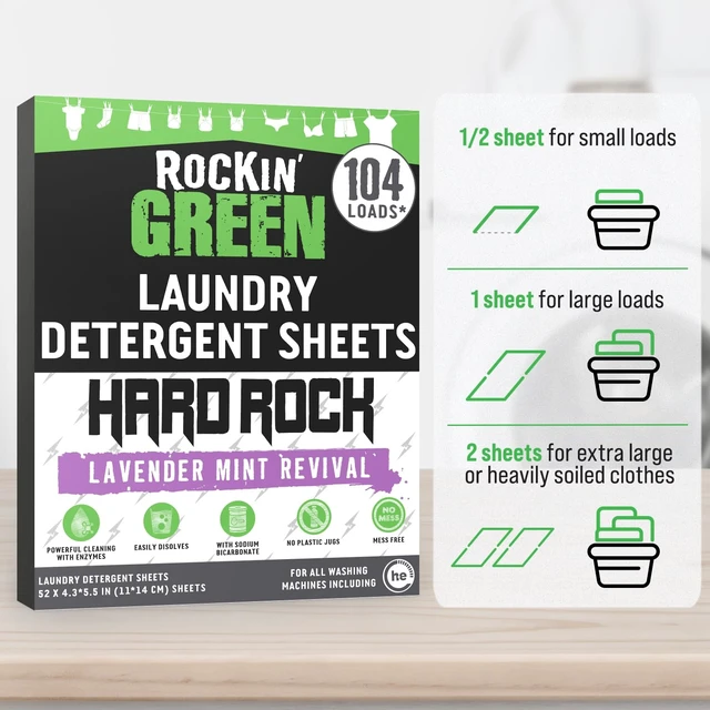 Alt view image 2 of 7 - Rockin' Green Hard Water Laundry Sheets, Lavender Mint, 104 Loads