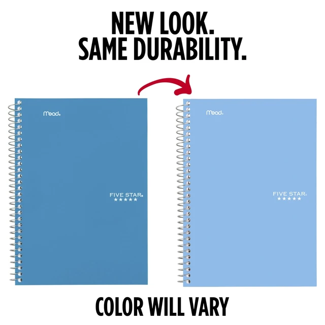 Alt view image 6 of 6 - Five Star 2 Subject Spiral Notebook, College Ruled, 80 Sheets, 6" x 9.5", Blue, 840029CG1