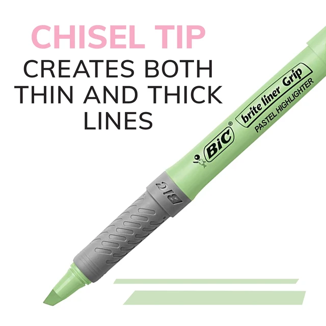 Alt view image 3 of 6 - BIC Brite Liner Grip Pastel Highlighter Set, Chisel Tip, 6-Count Pack