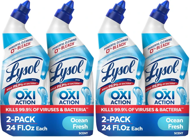 Main image of Lysol Toilet Bowl Cleaner Clinging Gel OXI Action, 0% Bleach, 24 oz, 4 Pack