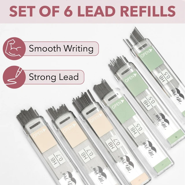 Alt view image 5 of 7 - Mechanical Pencil Set with Lead and Eraser Refills, 6 Pack, Mr. Pen