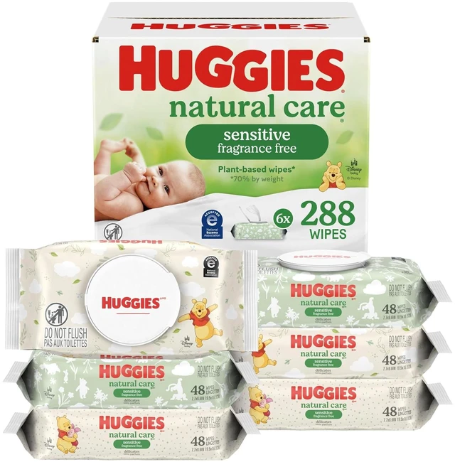Main image of Huggies Natural Care Sensitive Baby Wipes, Unscented, 6 Packs, 288 Wipes