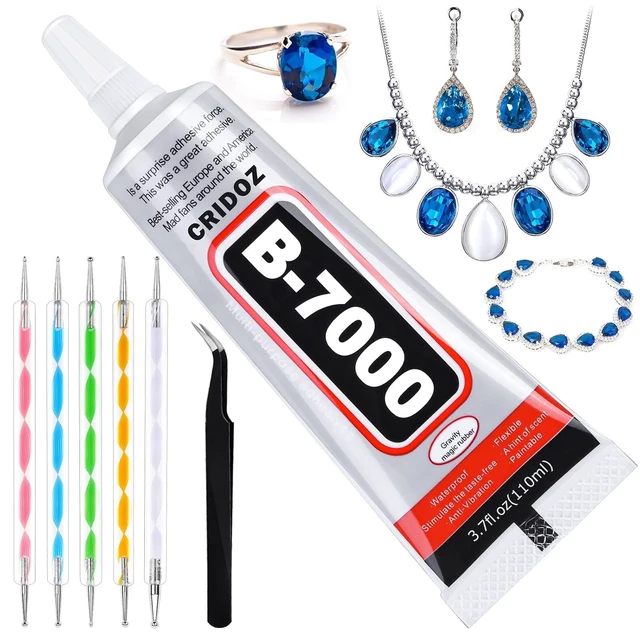 Alt view image 2 of 7 - Cridoz B7000 Jewelry Glue Clear 3.7 fl oz Multi-Purpose Craft Adhesive with Precision Tip for Rhinestone Metal Stone Fabric Wood Glass Bead Nail Art Charms