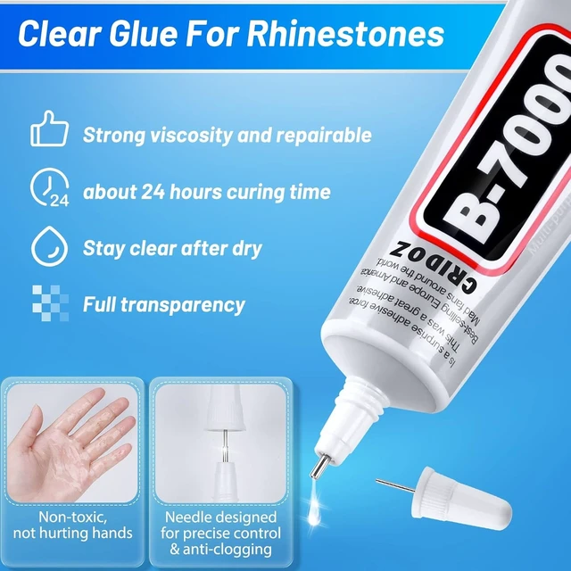 Alt view image 3 of 7 - Cridoz B7000 Jewelry Glue Clear 3.7 fl oz Multi-Purpose Craft Adhesive with Precision Tip for Rhinestone Metal Stone Fabric Wood Glass Bead Nail Art Charms