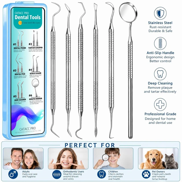 Alt view image 5 of 7 - Dental Pick Tools Kit, Plaque Tartar Remover Tooth Scraper