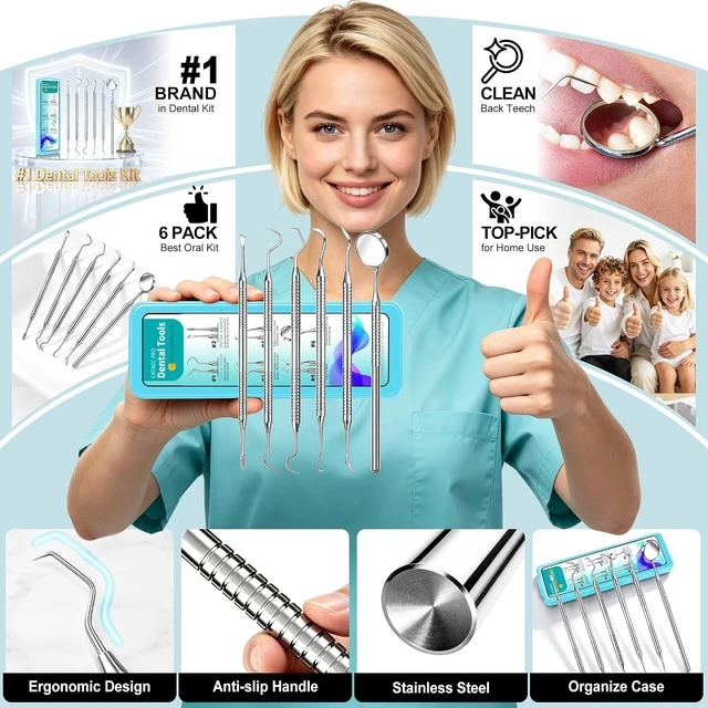 Alt view image 4 of 7 - Dental Pick Tools Kit, Plaque Tartar Remover Tooth Scraper